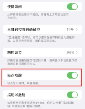 鸡东苹果授权维修站分享iPhone轻点无法唤醒怎么办 