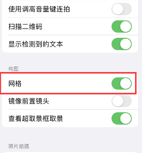 鸡东苹果手机维修网点分享iPhone如何开启九宫格构图功能